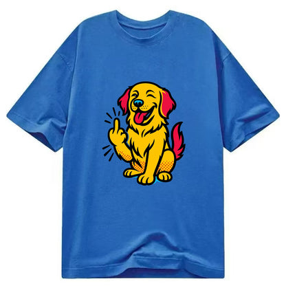 Golden Retriever with happy smile and golden coat, fluffy paw raised - Classic T-shirt - Blue
