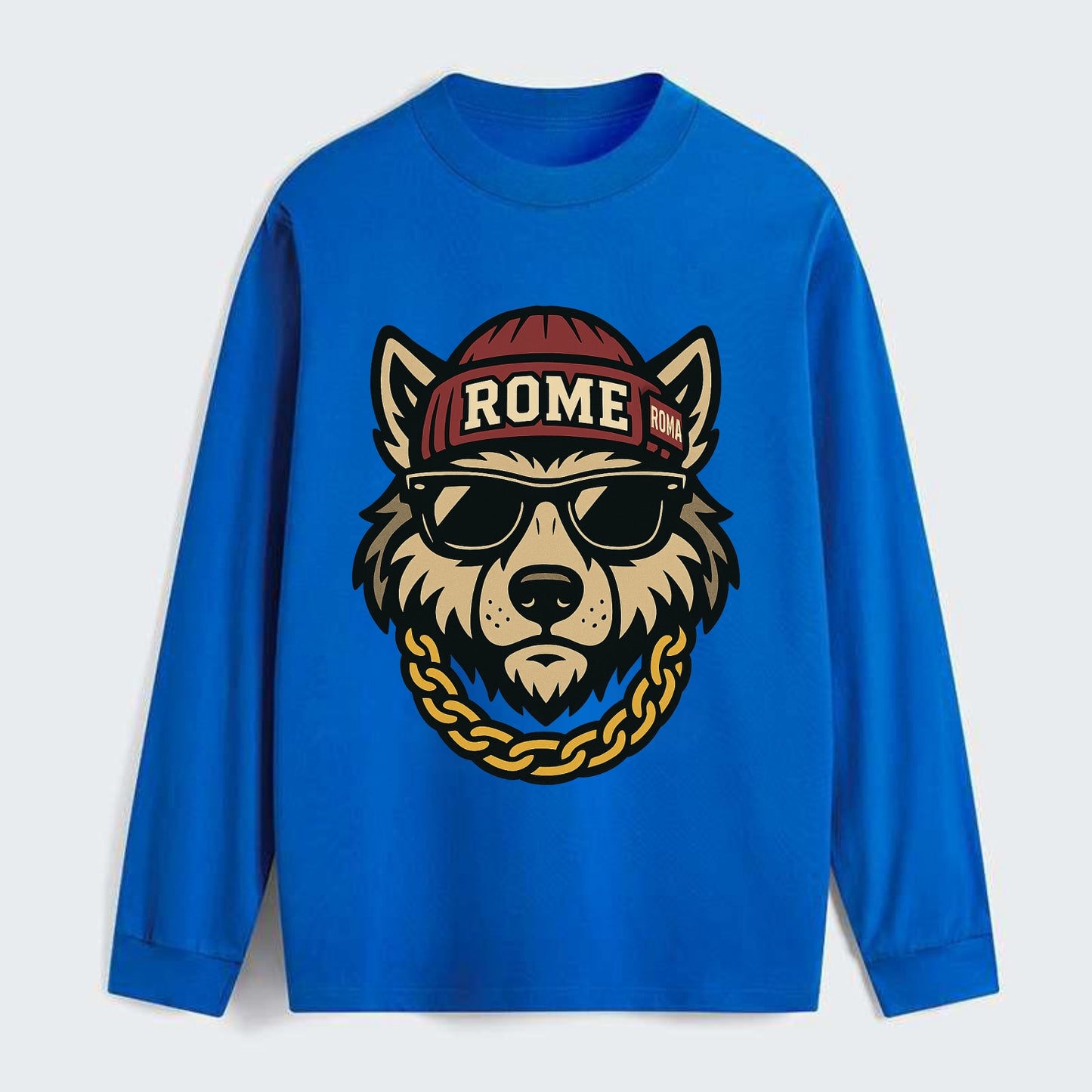 Rome Wolf - Classic Long Sleeve Shirt - Blue