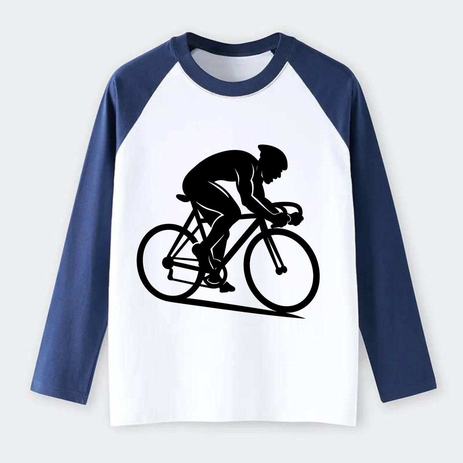 Sprint cyclist racing stance - Raglan Long Sleeve T-Shirt - Blue