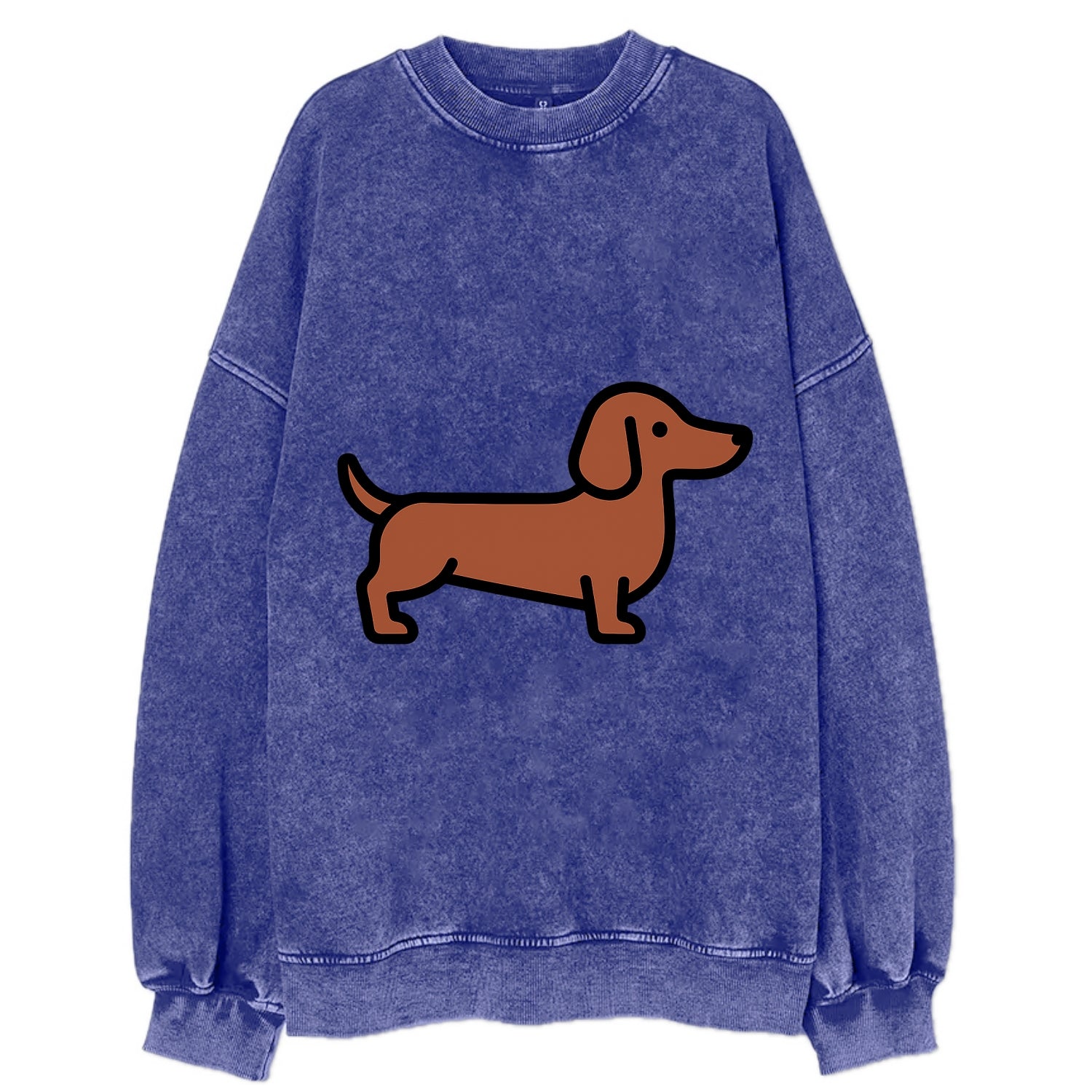 Dachshund - Red/brown smooth flat side profile - Vintage Sweatshirt - Blue