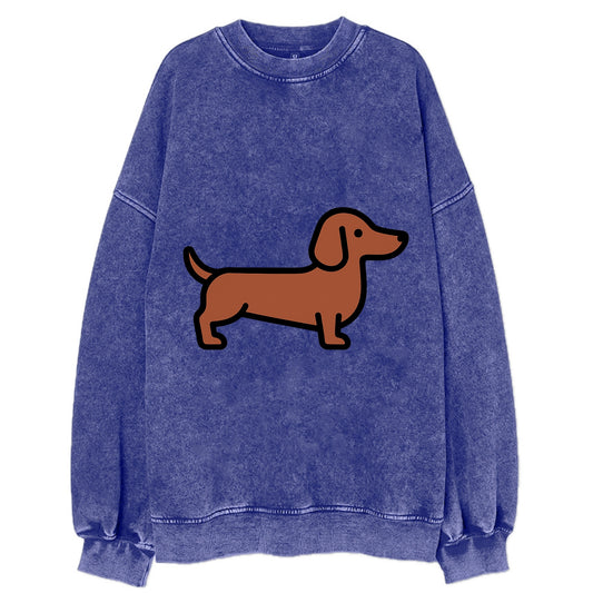 Dachshund - Red/brown smooth flat side profile - Vintage Sweatshirt - Blue