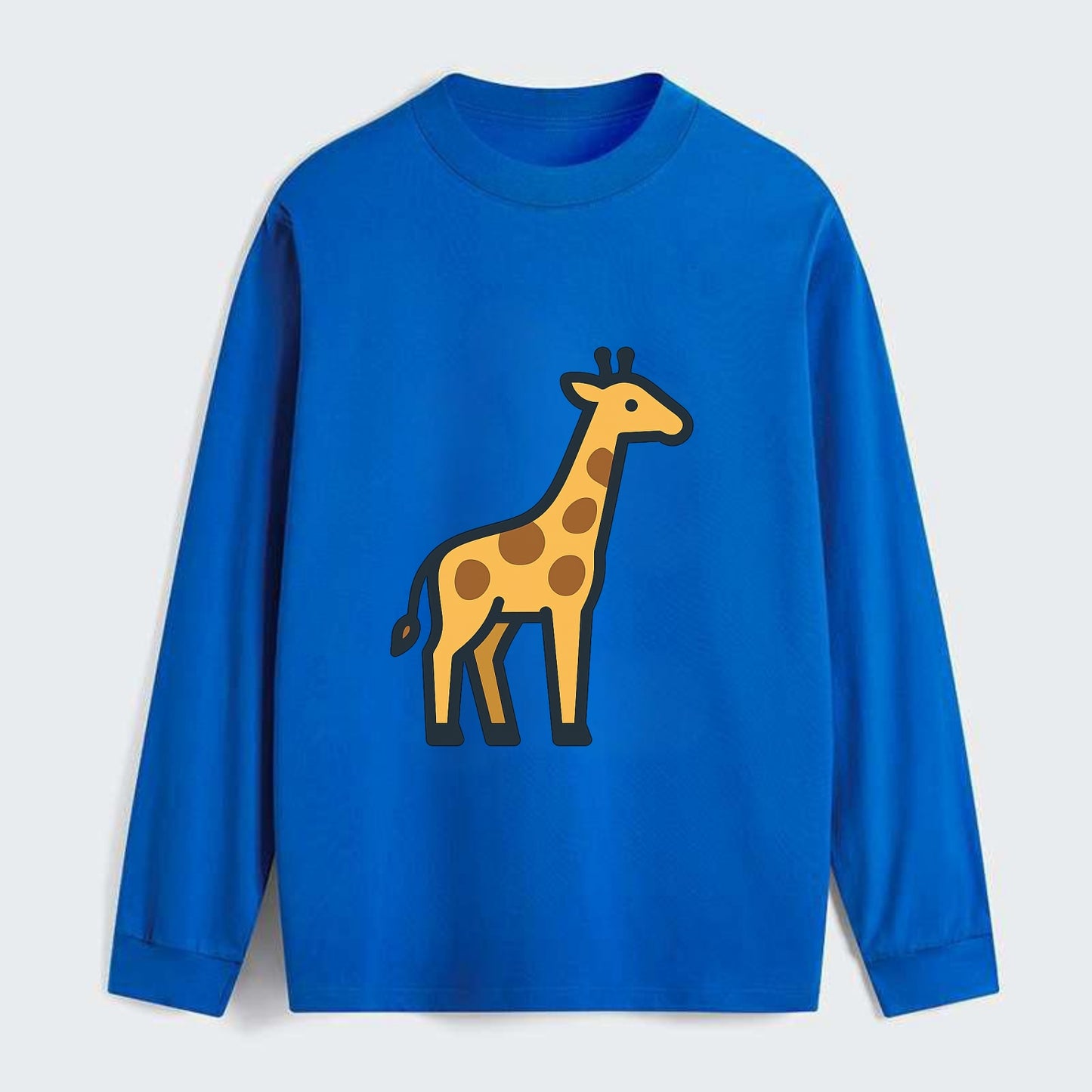 Giraffe - Yellow with brown patches flat side profile - Classic Long Sleeve Shirt - Blue