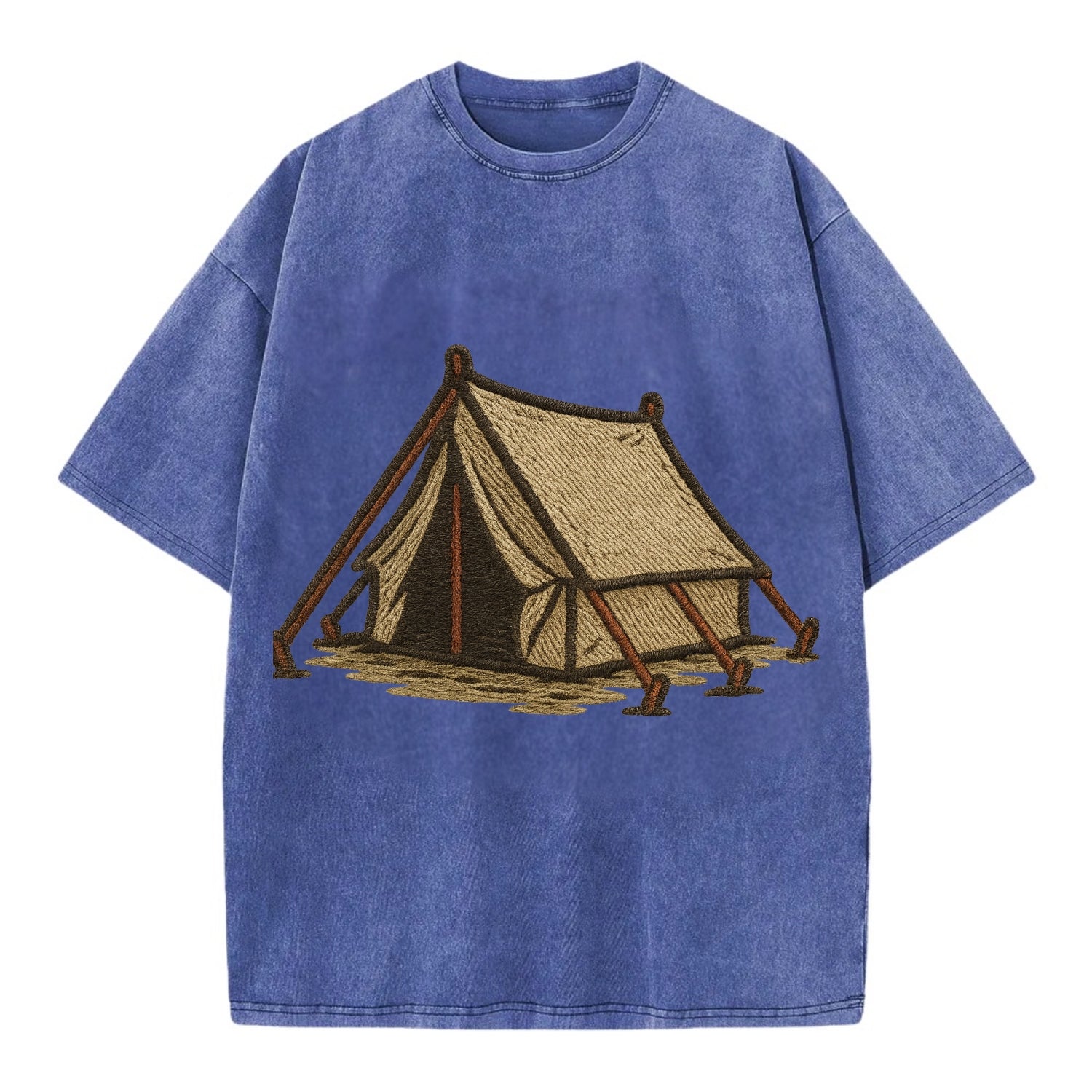Camping Tent  - Vintage T-shirt - Blue