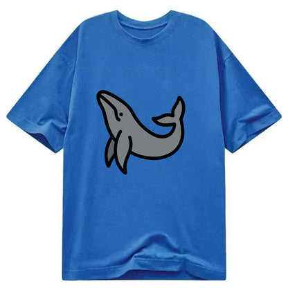Humpback Whale - Gray breaching pose flat side profile - Classic T-shirt - Blue