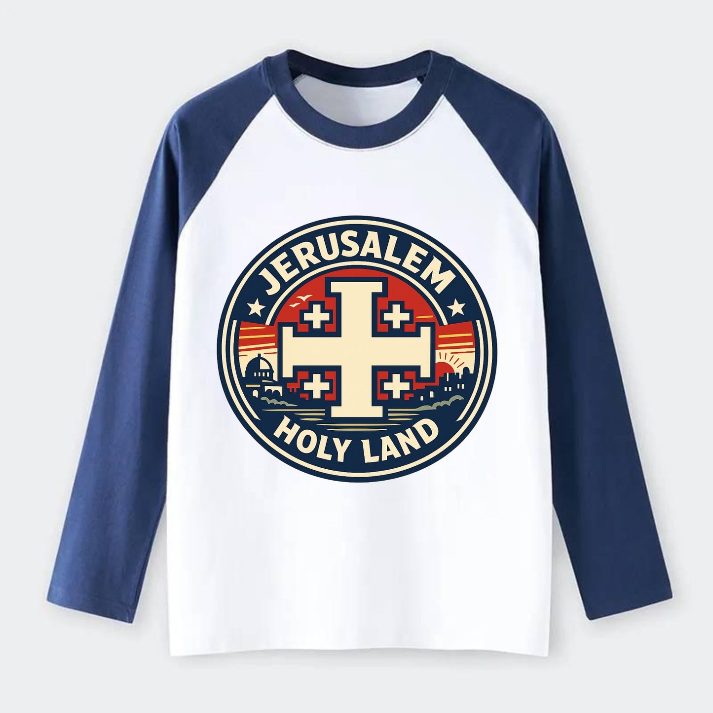 Heritage of the Cross - Raglan Long Sleeve T-Shirt - Blue