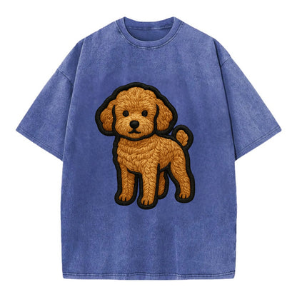 Toy Poodle - Trendy miniature design wit - Vintage T-shirt - Blue