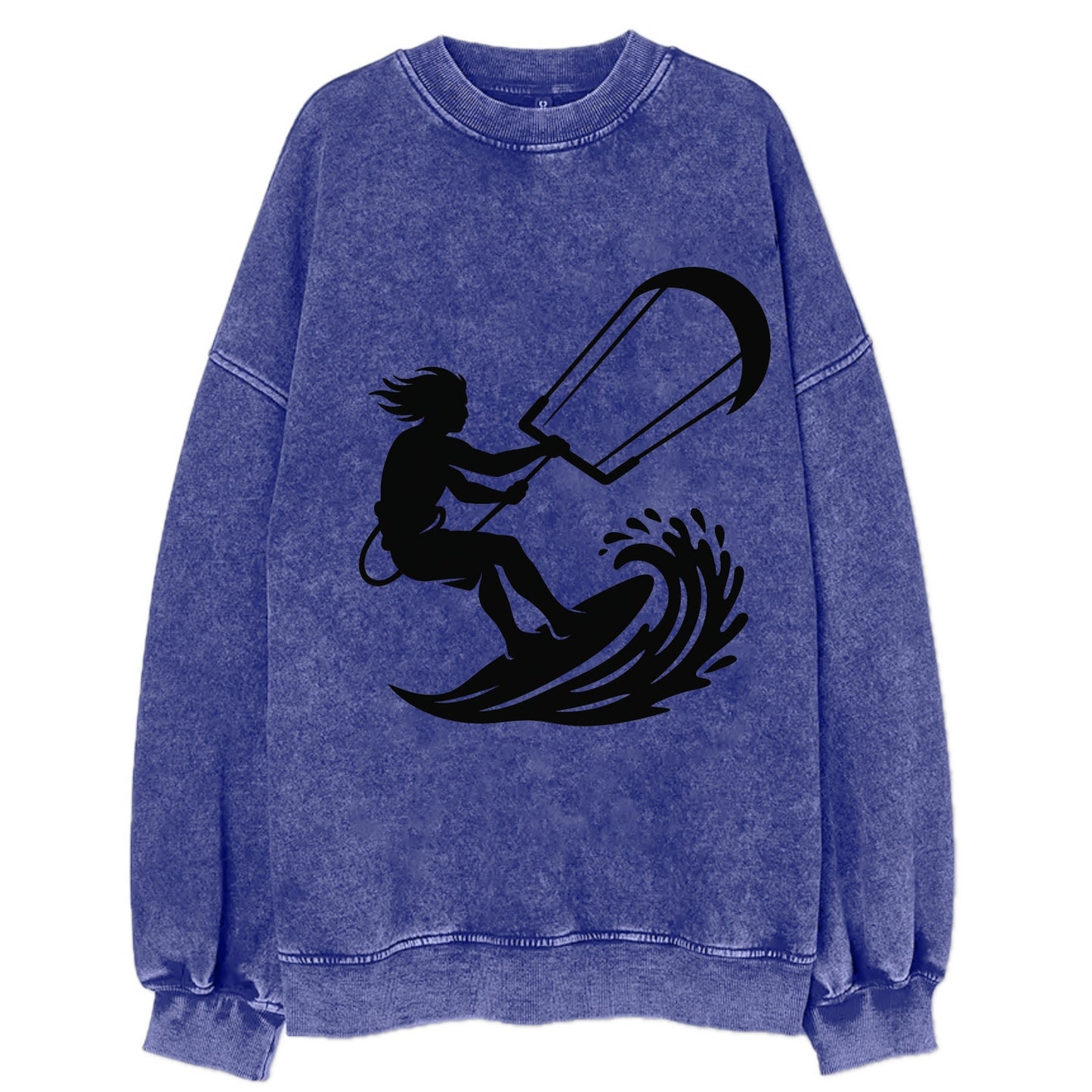 Kite surfer riding wave - Vintage Sweatshirt - Blue