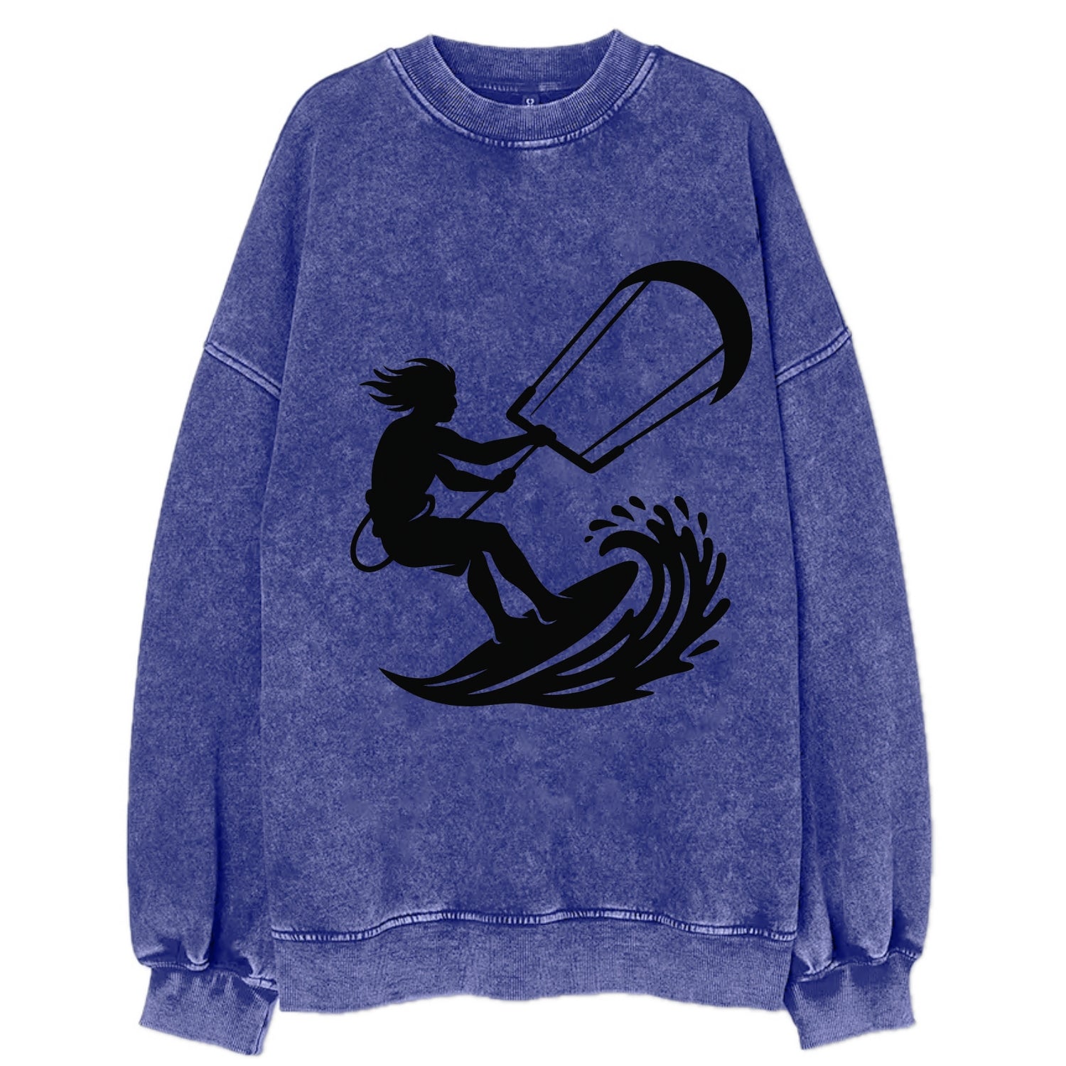 Kite surfer riding wave - Vintage Sweatshirt - Blue