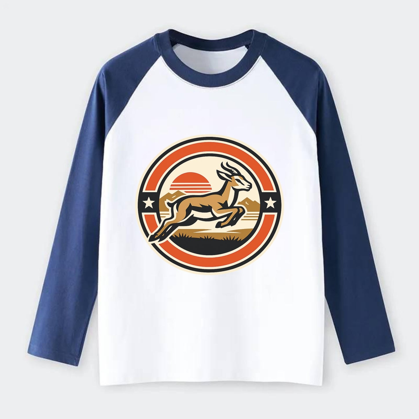 Proud Springbok Emblem - Raglan Long Sleeve T-Shirt - Blue