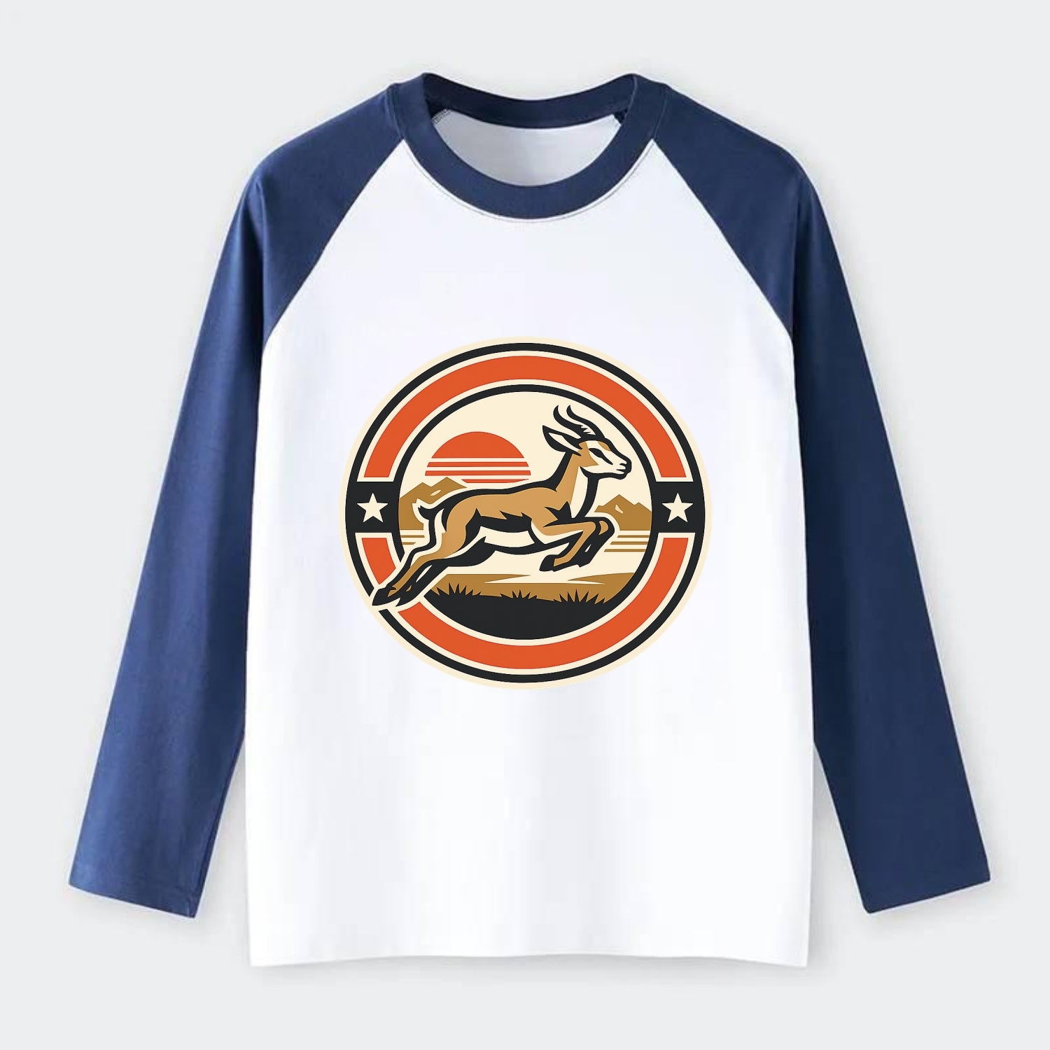 Proud Springbok Emblem - Raglan Long Sleeve T-Shirt - Blue