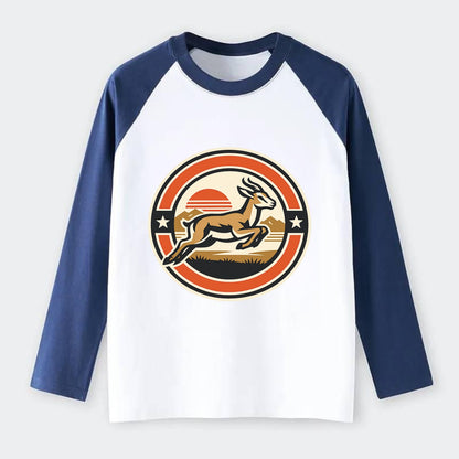 Proud Springbok Emblem - Raglan Long Sleeve T-Shirt - Blue