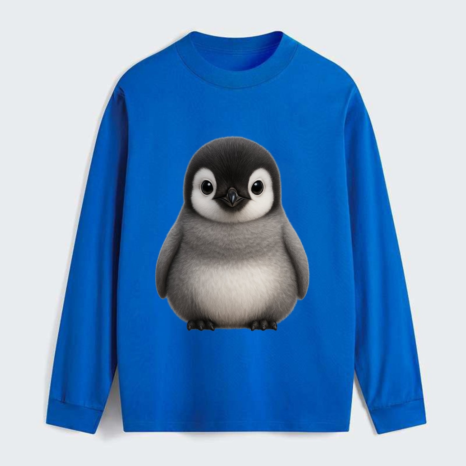 Baby Adelie Penguin - black and white, round body, curious eyes, - Classic Long Sleeve Shirt - Blue