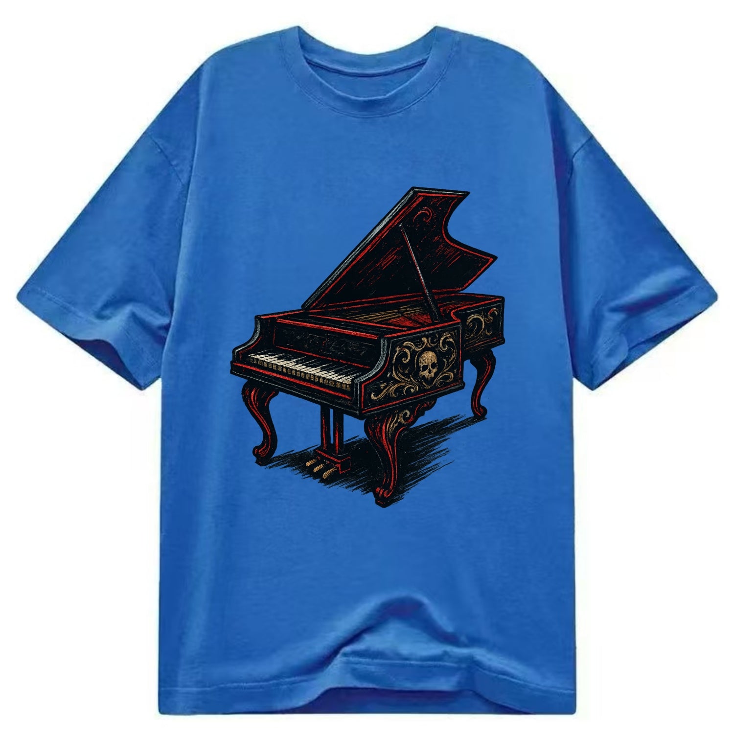Harpsichord with baroque decorative styling - Classic T-shirt - Blue