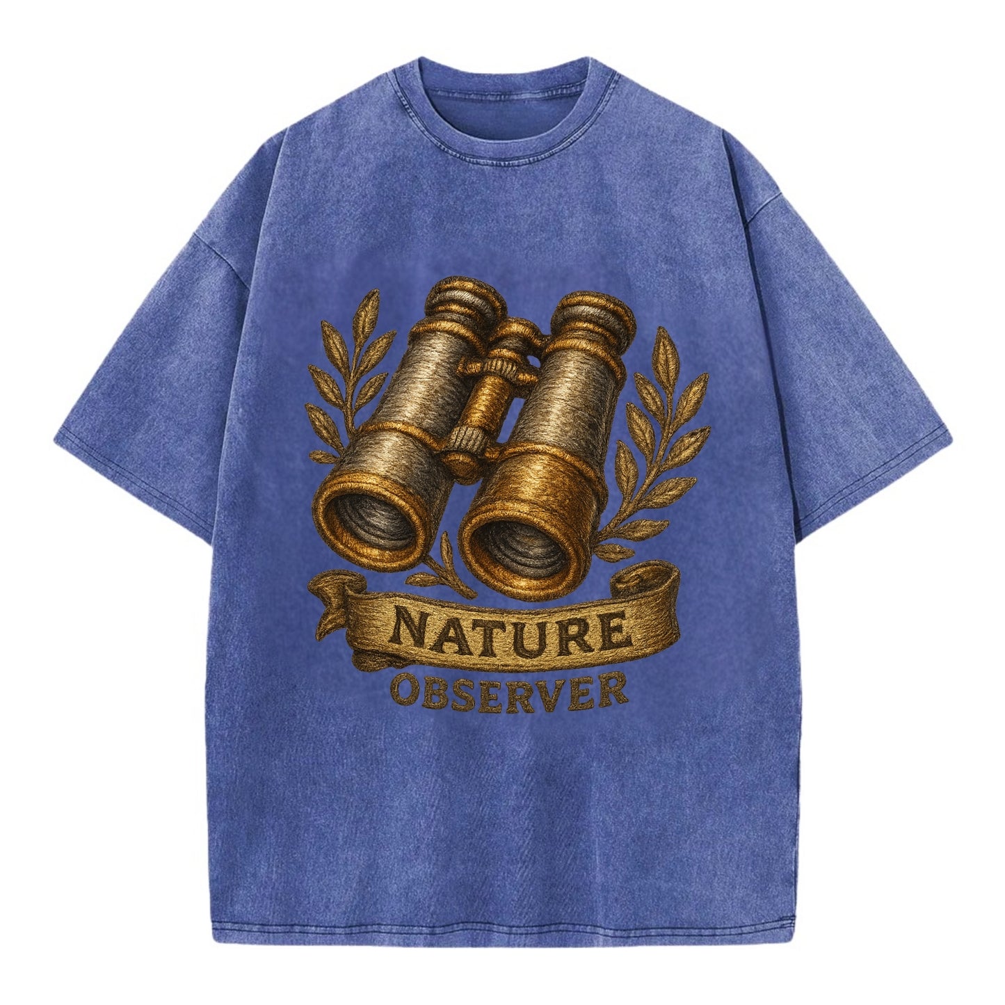 Binoculars for birdwatching - nature observer - Vintage T-shirt - Blue