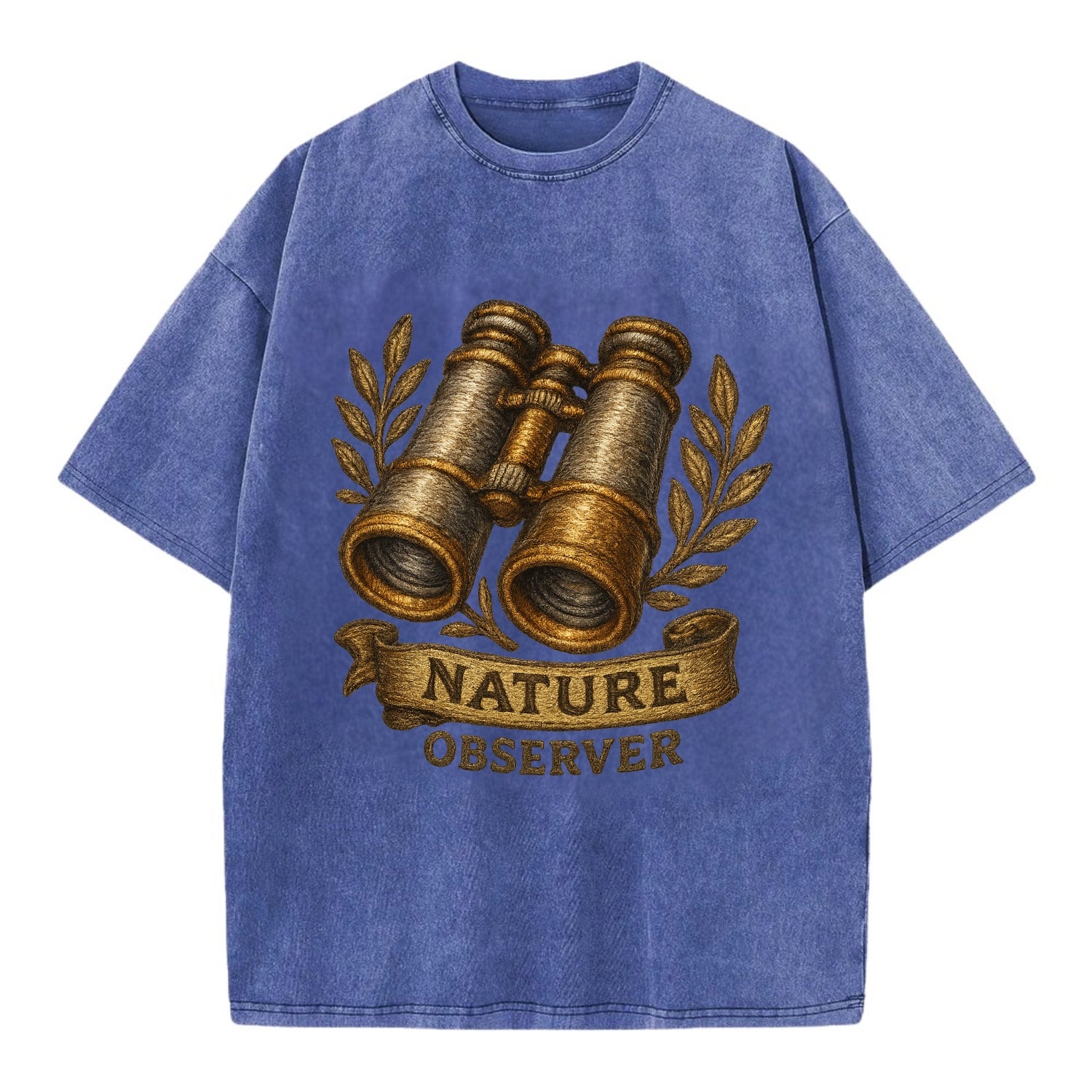 Binoculars for birdwatching - nature observer - Vintage T-shirt - Blue