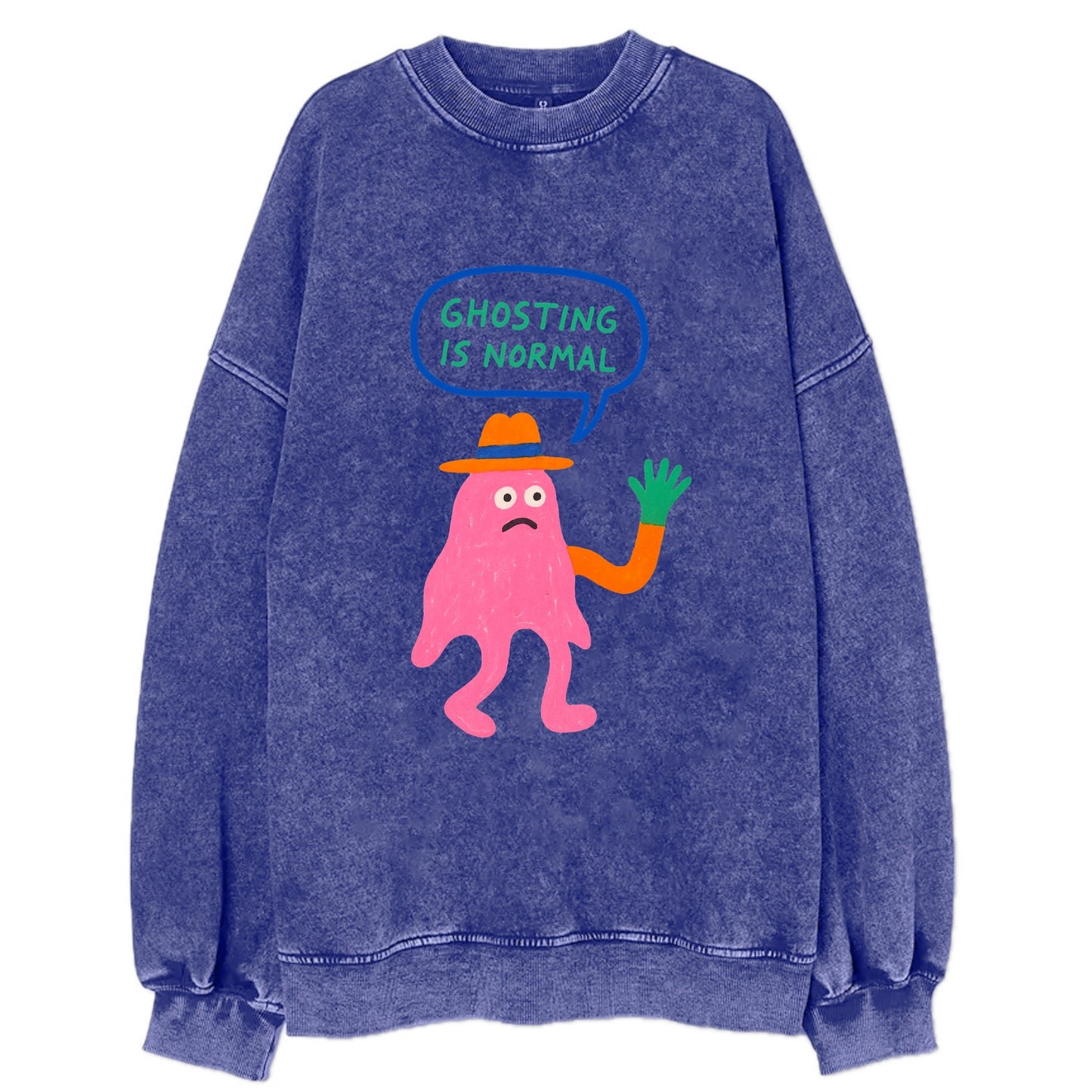 GHOSTING IS NORMAL | Transparent ghost texting - Vintage Sweatshirt - Blue
