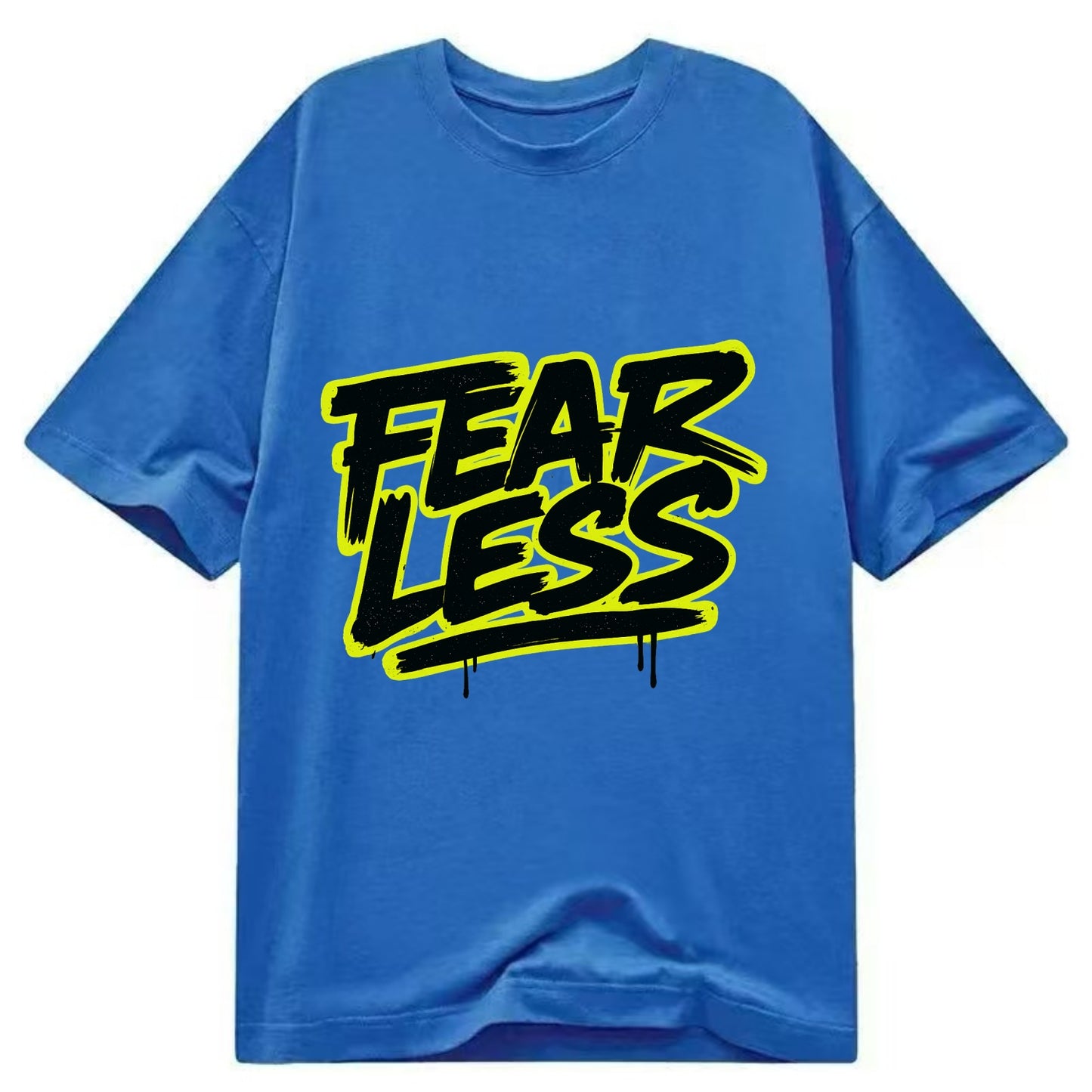 Bold typography design - "FEARLESS" - courage, bravery, facing challenges head on - Classic T-shirt - Blue