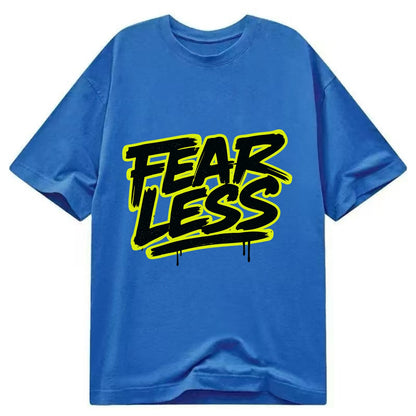 Bold typography design - "FEARLESS" - courage, bravery, facing challenges head on - Classic T-shirt - Blue