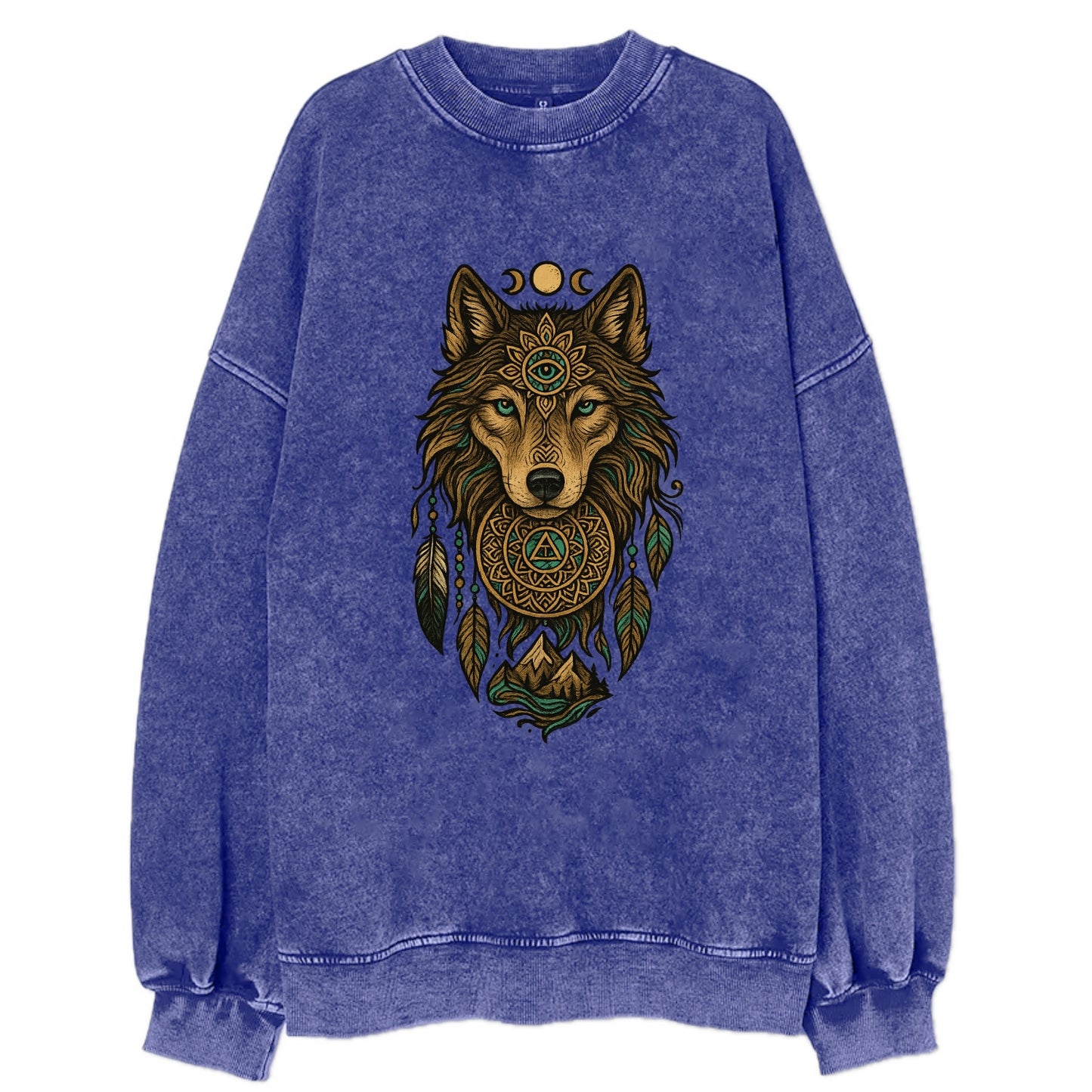 Tattoo Wolf Flash  - Vintage Sweatshirt - Blue