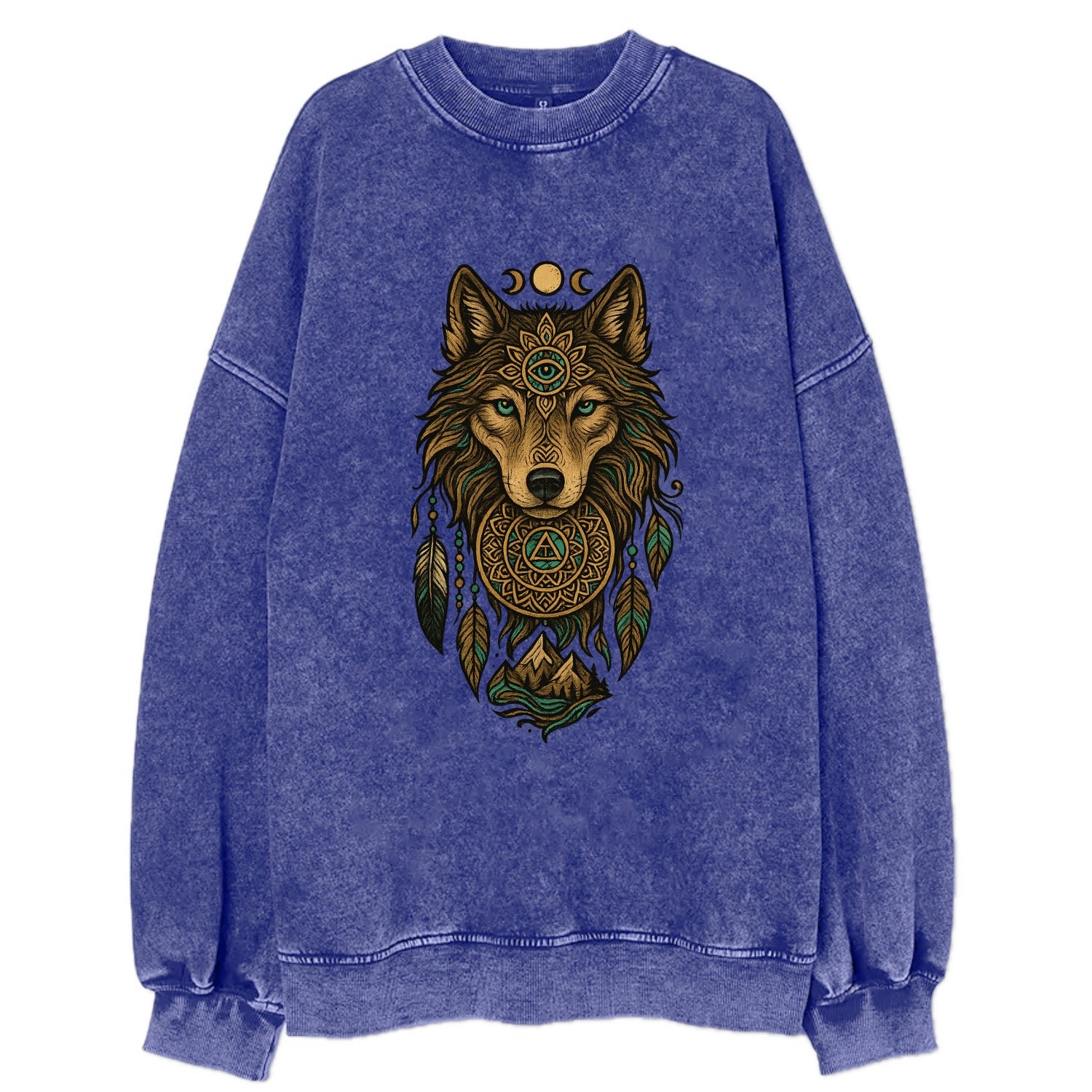 Tattoo Wolf Flash  - Vintage Sweatshirt - Blue