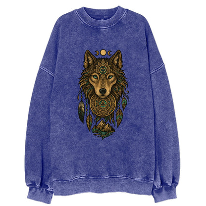 Tattoo Wolf Flash  - Vintage Sweatshirt - Blue