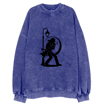 Blues harmonica player under streetlight - Vintage Sweatshirt - Blue
