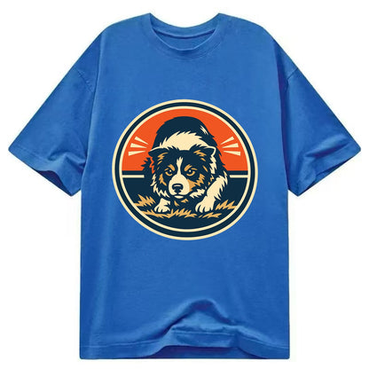 Focused Border Collie Emblem - Classic T-shirt - Blue