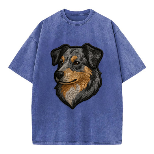 Australian Shepherd - Modern merle patte - Vintage T-shirt - Blue