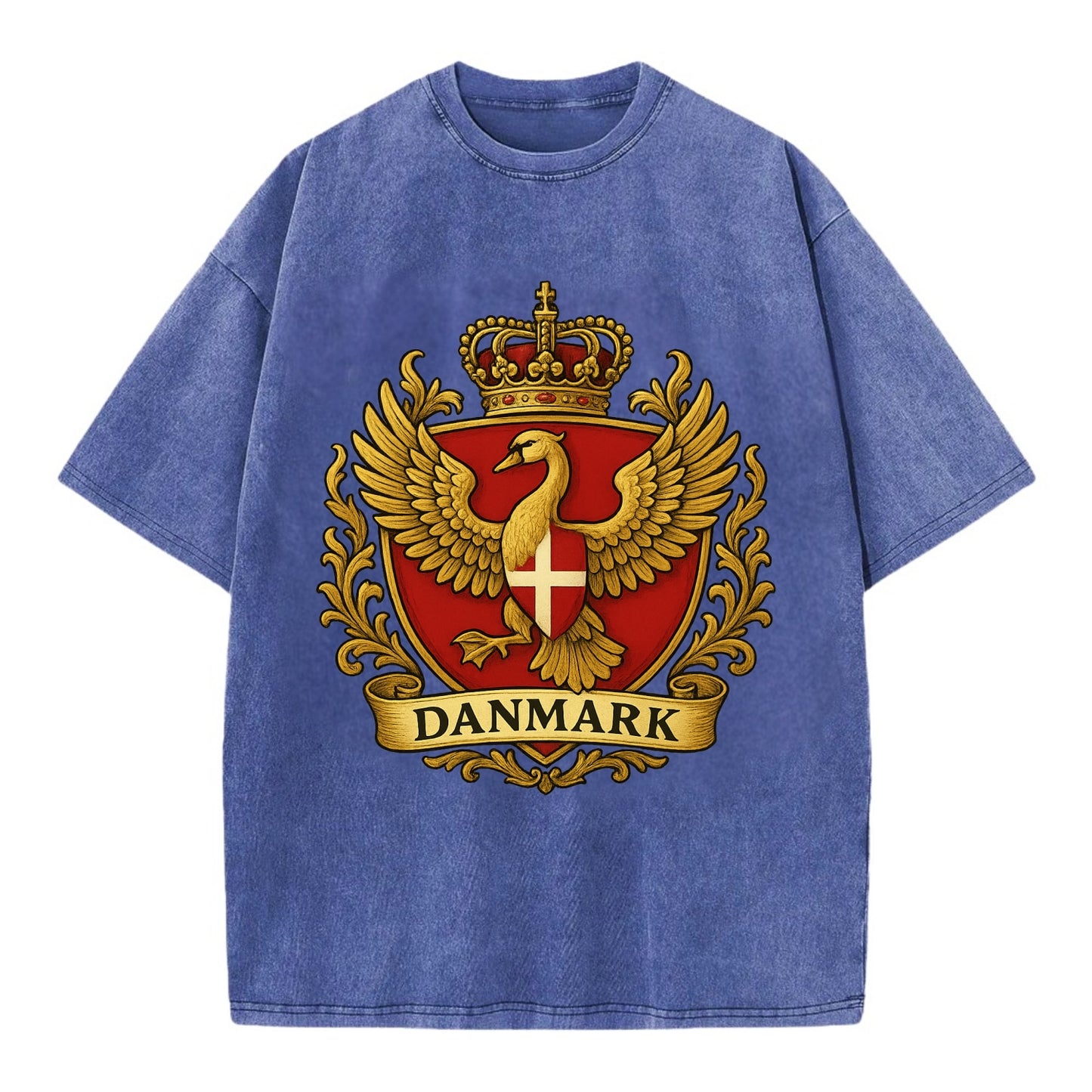 Denmark Heritage Badge  - Vintage T-shirt - Blue
