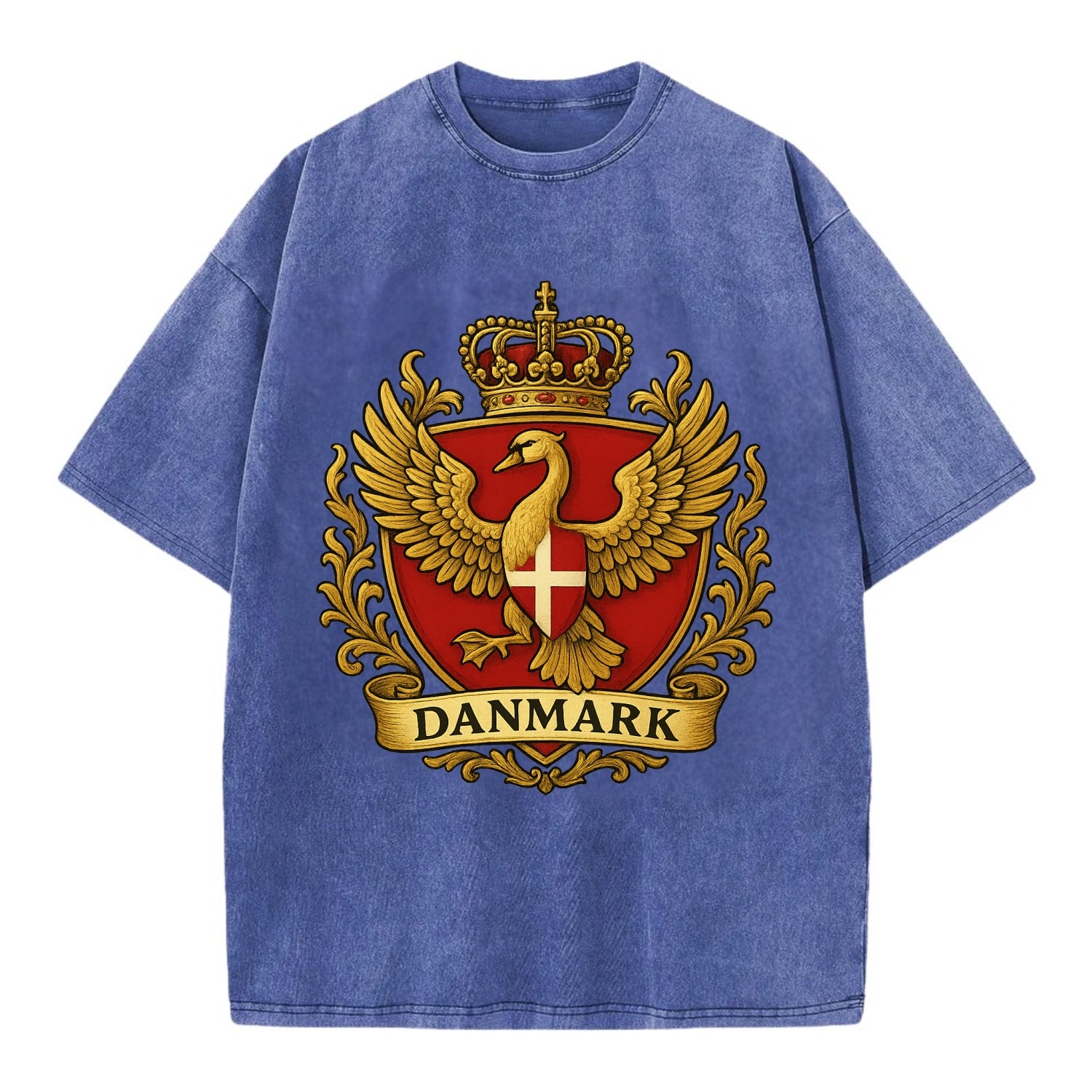 Denmark Heritage Badge  - Vintage T-shirt - Blue