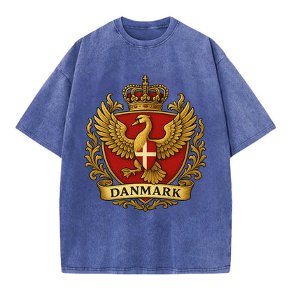 Denmark Heritage Badge  - Vintage T-shirt - Blue