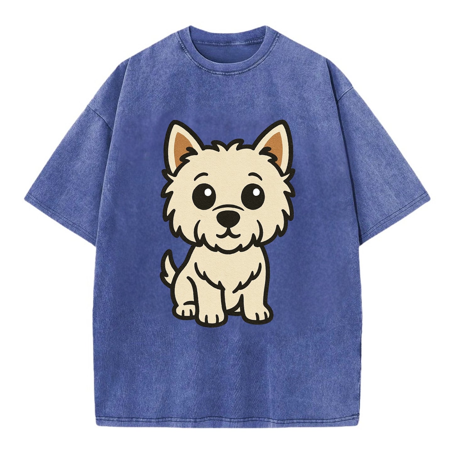 West Highland White Terrier - Alert standing pose - Vintage T-shirt - Blue