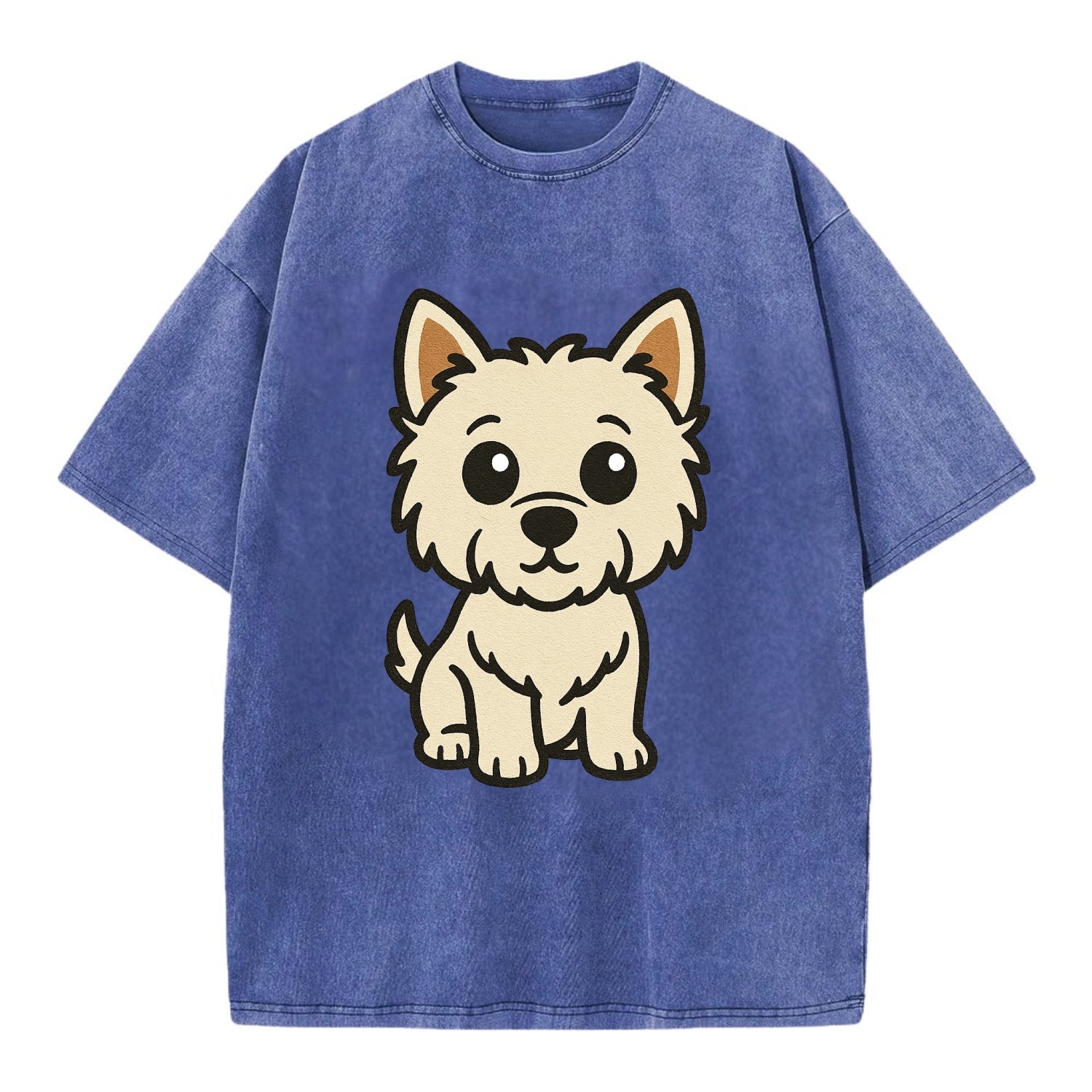 West Highland White Terrier - Alert standing pose - Vintage T-shirt - Blue