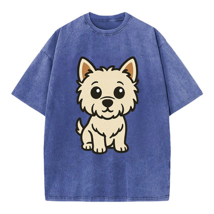 West Highland White Terrier - Alert standing pose - Vintage T-shirt - Blue