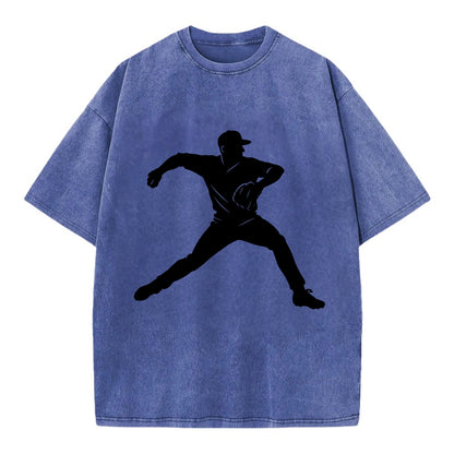 Baseball pitcher wind-up motion - Vintage T-shirt - Blue