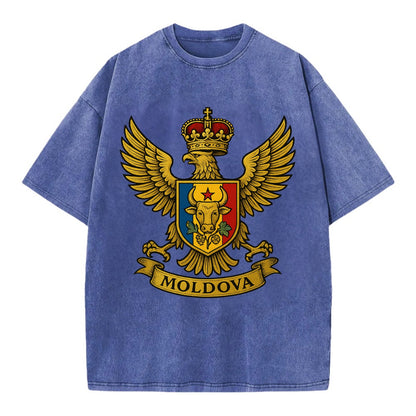 Moldova Heritage Badge  - Vintage T-shirt - Blue