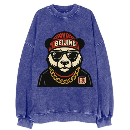 Beijing Panda - Vintage Sweatshirt - Blue