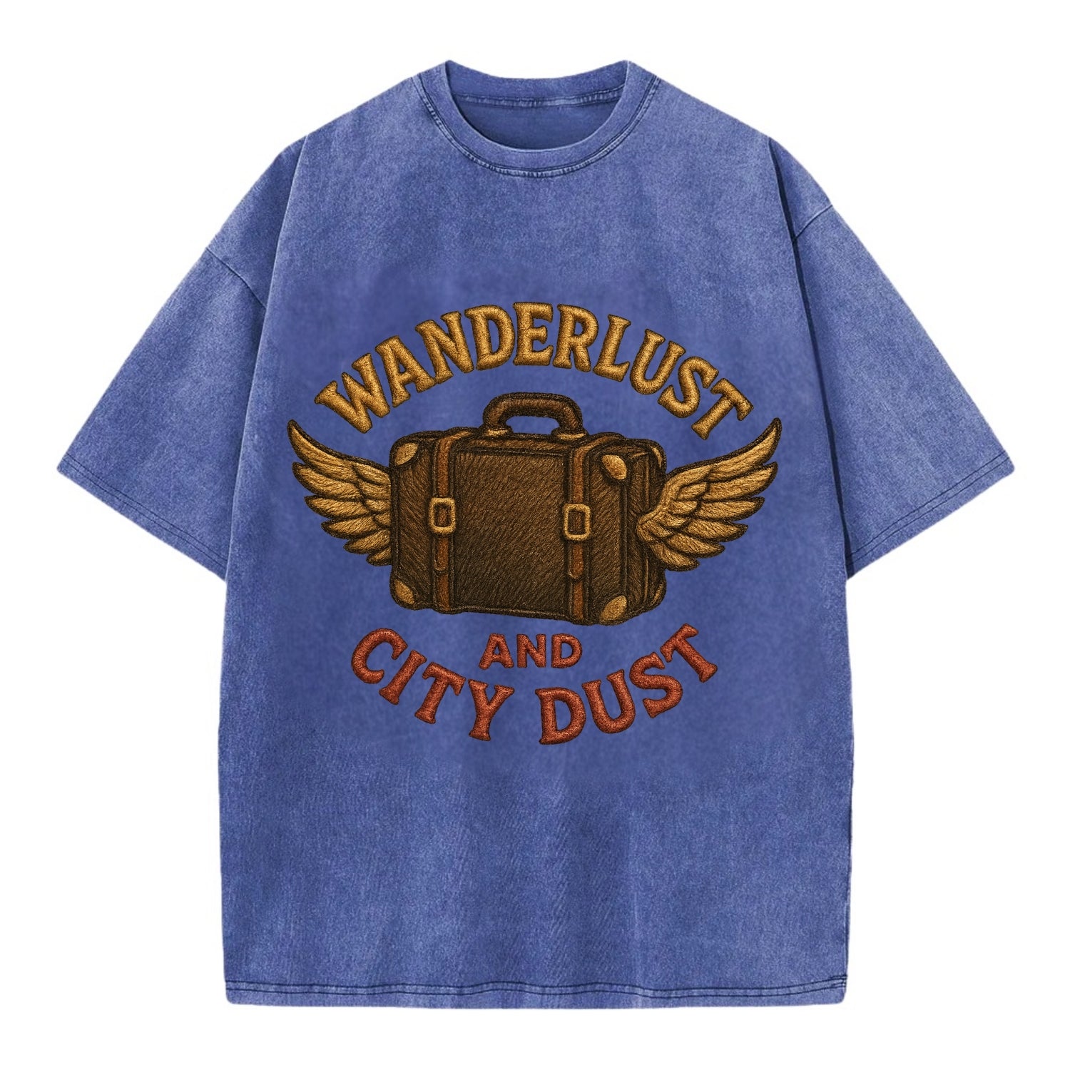 Wanderlust And City Dust  - Vintage T-shirt - Blue