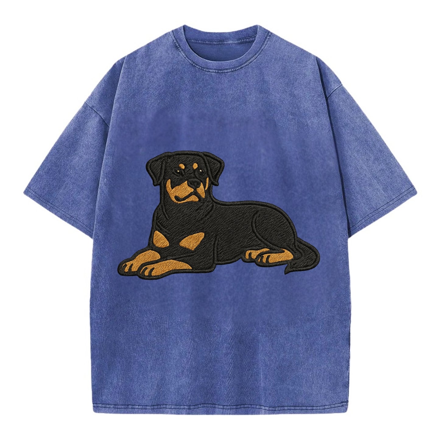 Rottweiler - Black and tan relaxed lying Vintage T-shirt - Blue