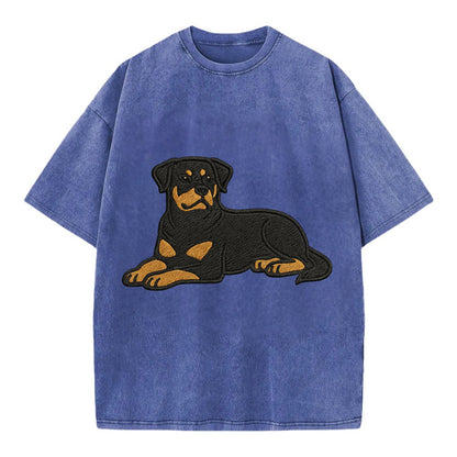 Rottweiler - Black and tan relaxed lying Vintage T-shirt - Blue