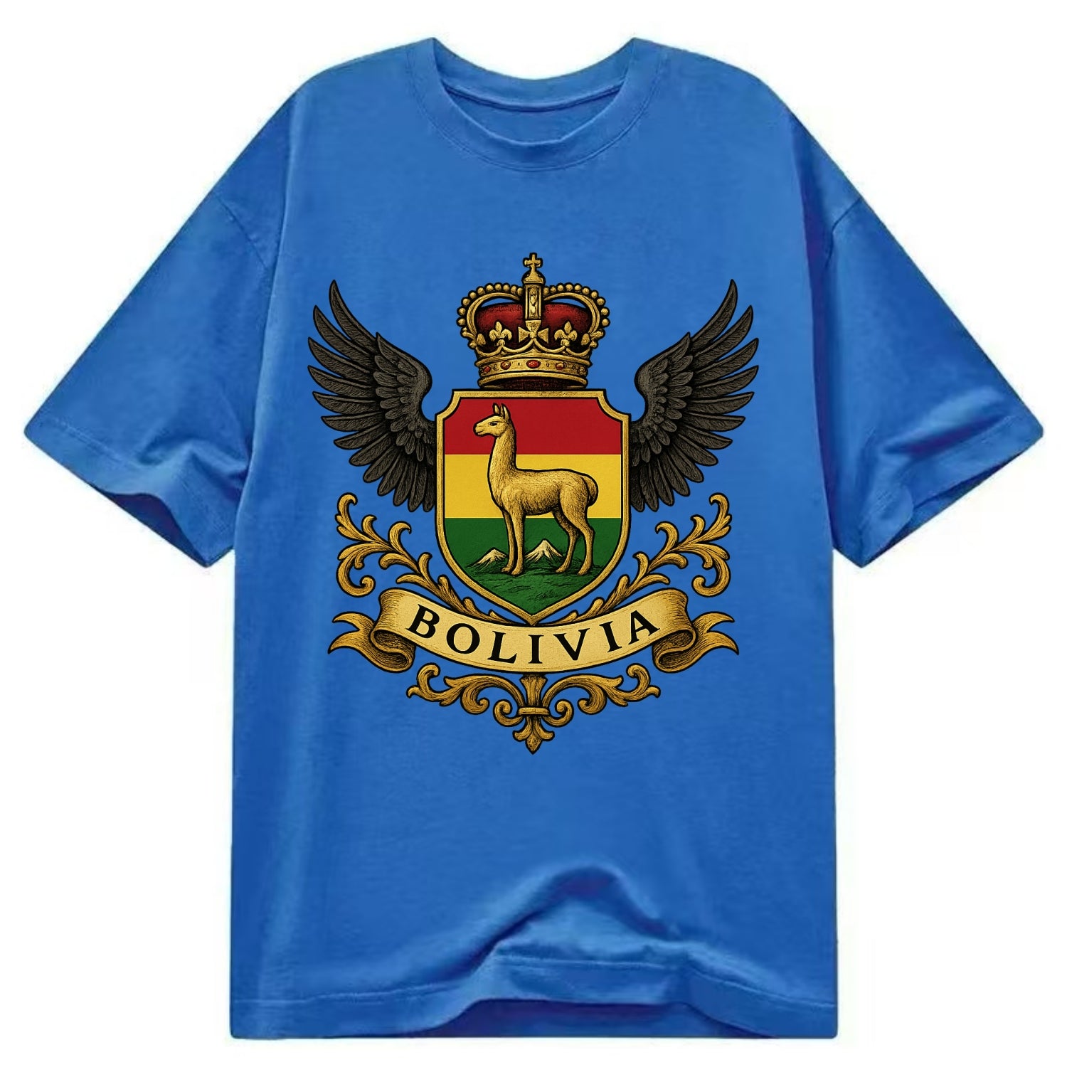 Bolivia Llama Emblem  - Classic T-shirt - Blue