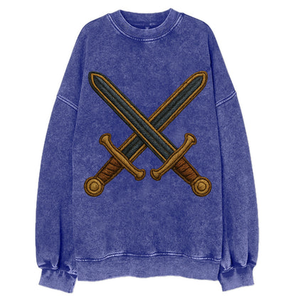 Crossed Swords  - Vintage Sweatshirt - Blue