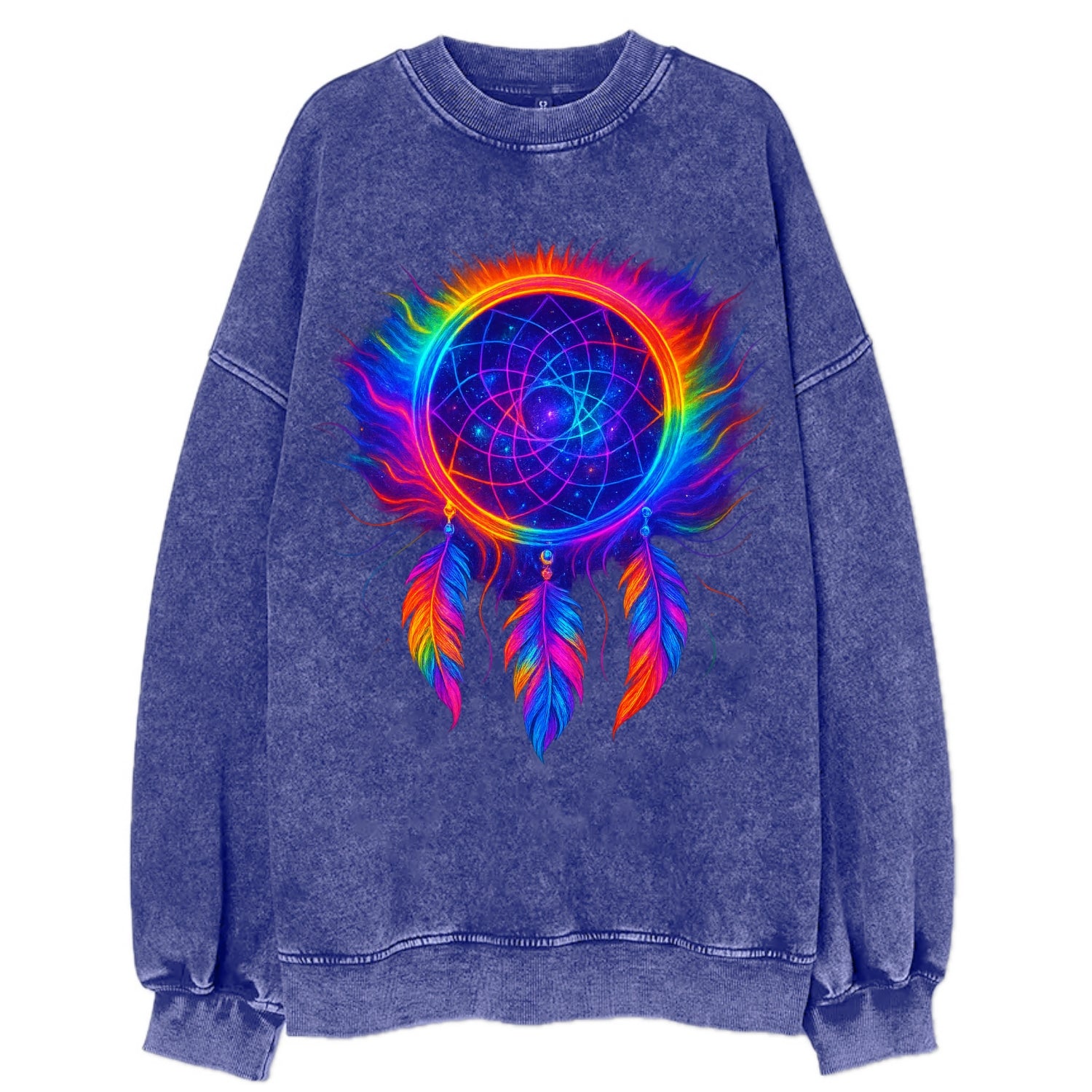 Dream Catcher Universe - Cosmic dreamcat - Vintage Sweatshirt - Blue