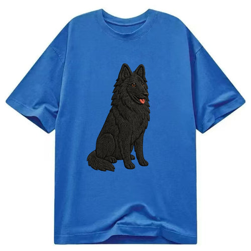 Belgian Sheepdog - Black long-haired embroidered pose - Classic T-shirt