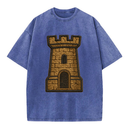 Castle Tower  - Vintage T-shirt - Blue