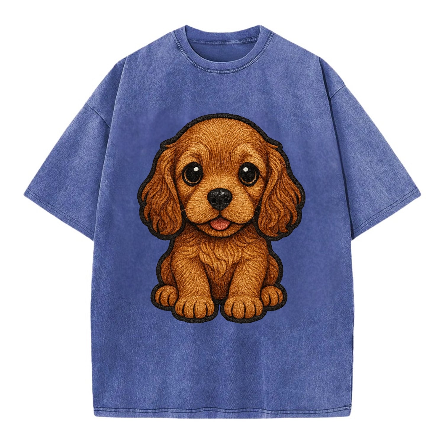 Baby Cocker Spaniel Puppy - long wavy ears, soulful eyes, silky coat, - Vintage T-shirt - Blue