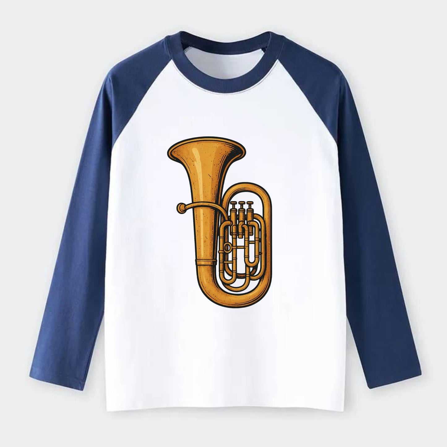 Tuba with large brass bell - Raglan Long Sleeve T-Shirt - Blue