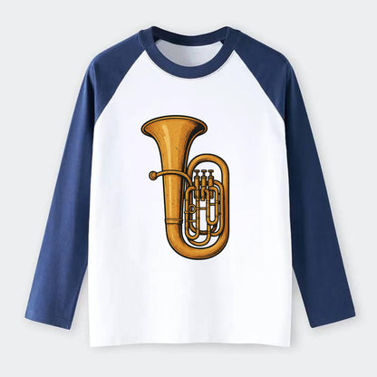 Tuba with large brass bell - Raglan Long Sleeve T-Shirt - Blue