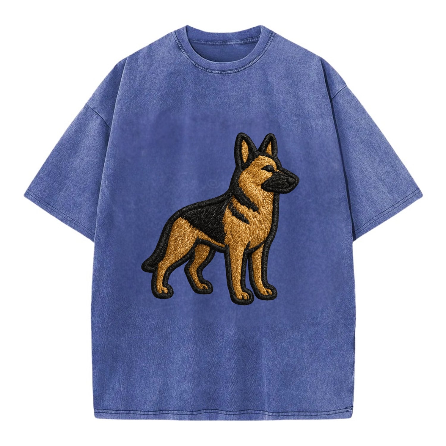 German Shepherd - Trendy minimal silhoue - Vintage T-shirt - Blue