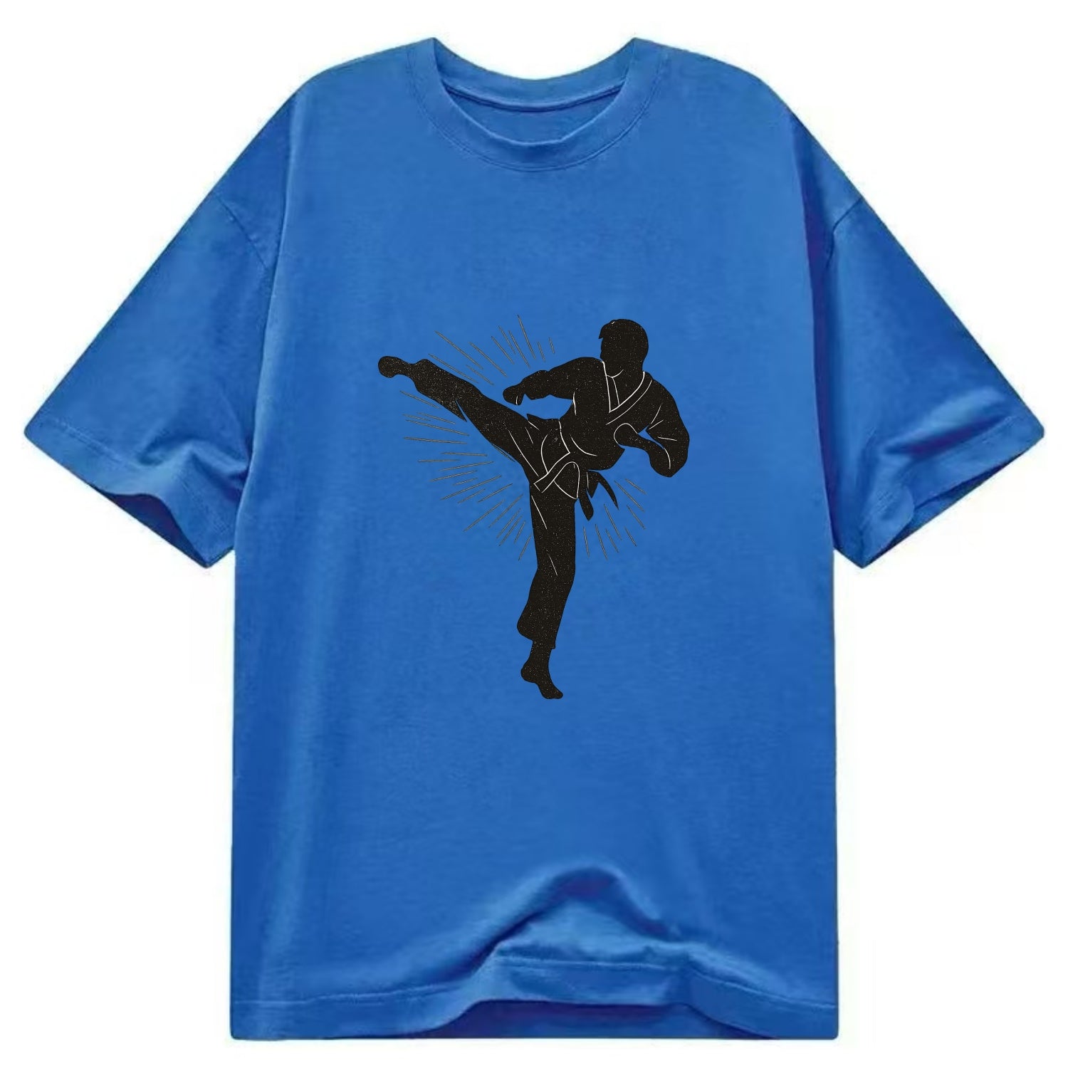 Taekwondo athlete spinning heel kick - Classic T-shirt - Blue